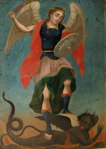 San Miguel Arcángel luchando contra lucifer