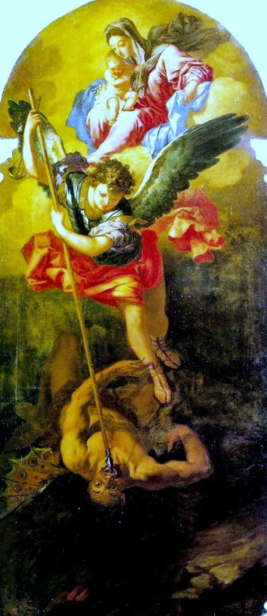 Miguel Arcángel con la Virgen y el niño